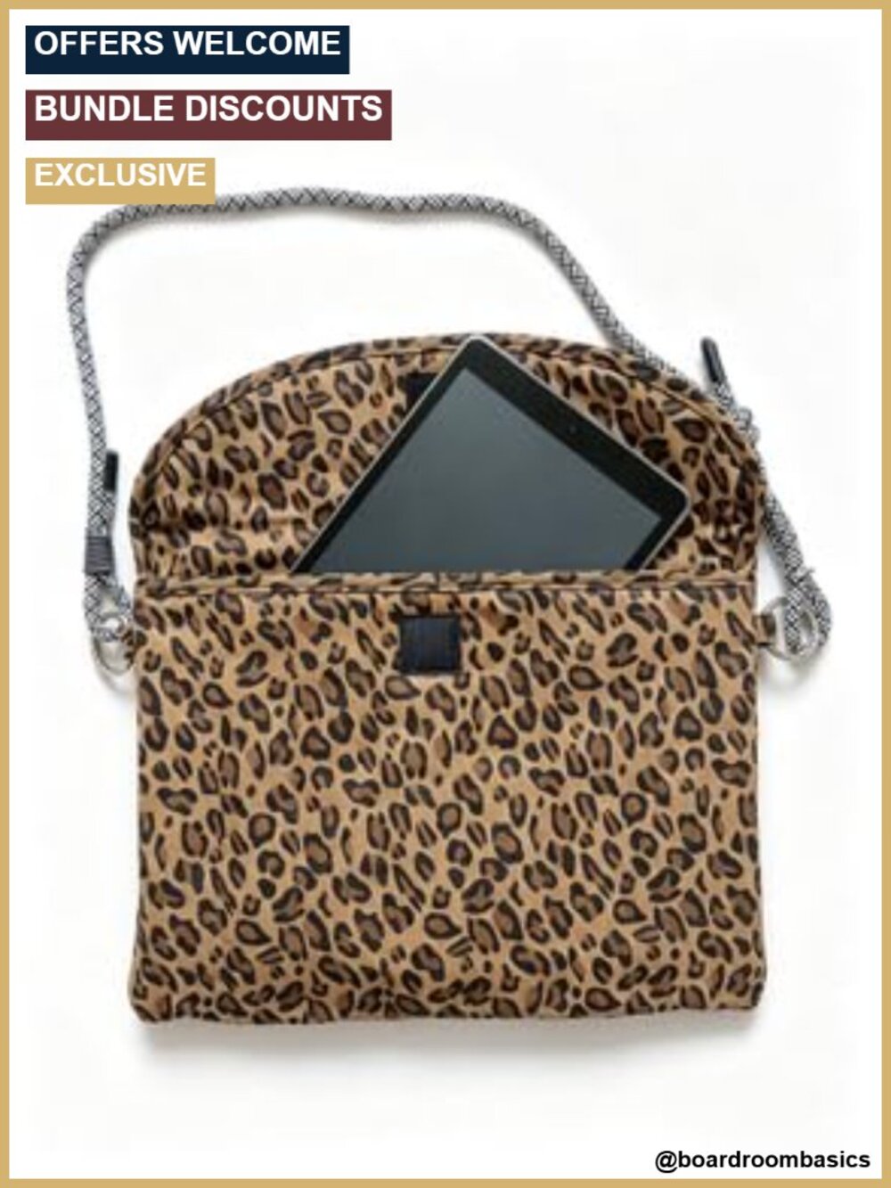Leopard Print Shoulder Laptop Bag 15.6 Inch Cotton Messenger